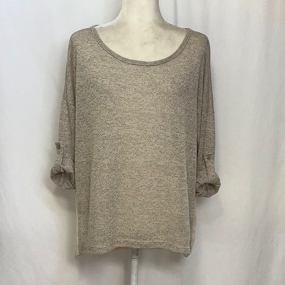 Moon Collection Lightweight Neutral Mixed Media Blouse Size XL - Picture 1 of 15